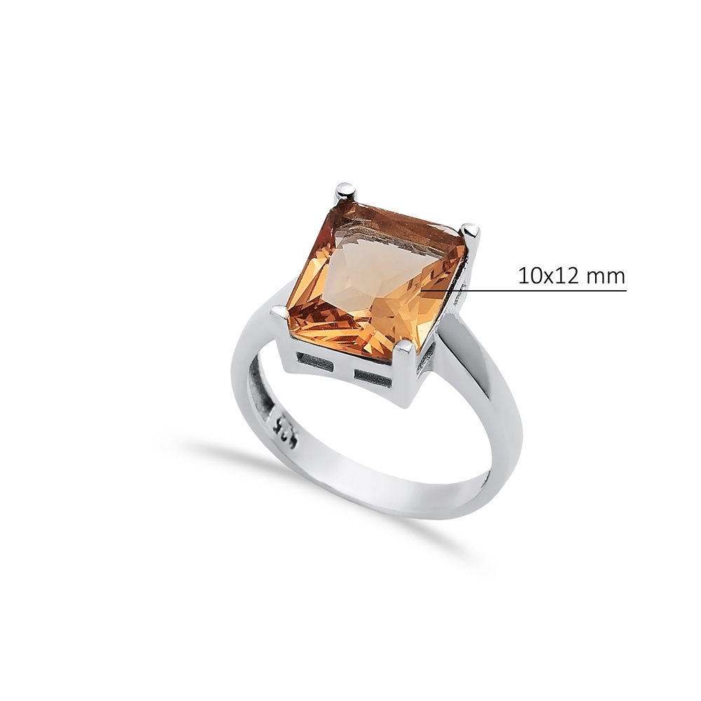 Rectangle Shape Silver Zultanite Ring