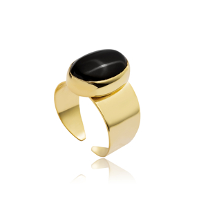 Onyx Stone Adjustable Ring 925 Jewelry