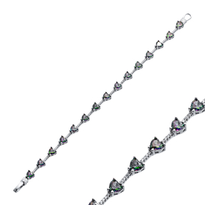 Charm Bracelet Mystic Topaz CZ Heart Shape