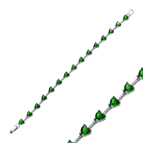 Emerald Heart CZ Stone Cluster Bracelet