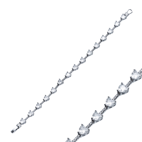 White CZ Stone Heart Cluster Bracelet
