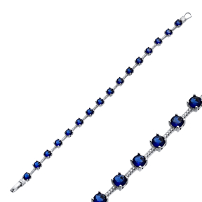 CZ Sapphire Round Cluster Bracelet Jewelry