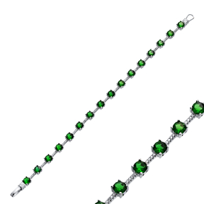 CZ Round Emerald Cluster Bracelet