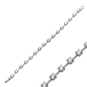 Round CZ Cluster Bracelet 925 Jewelry
