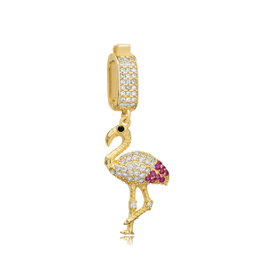 Flamingo CZ Dangle Charm for Bangle