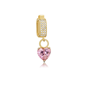 Dangle Charm For Bangle Pink Heart CZ