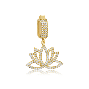 White CZ Charm for Bangle Lotus Design