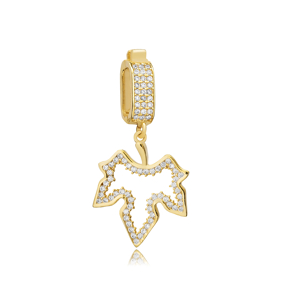 Leaf Design Charm for Bangle 925 White CZ