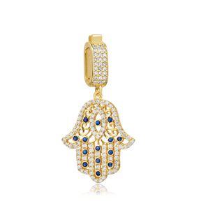 Sapphire CZ Hamsa Charm for Bangle Jewelry