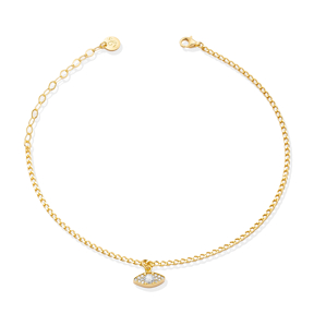 Evil Eye Design Sterling Silver Anklet