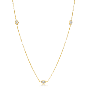 Almond CZ Stone 80 cm Necklace