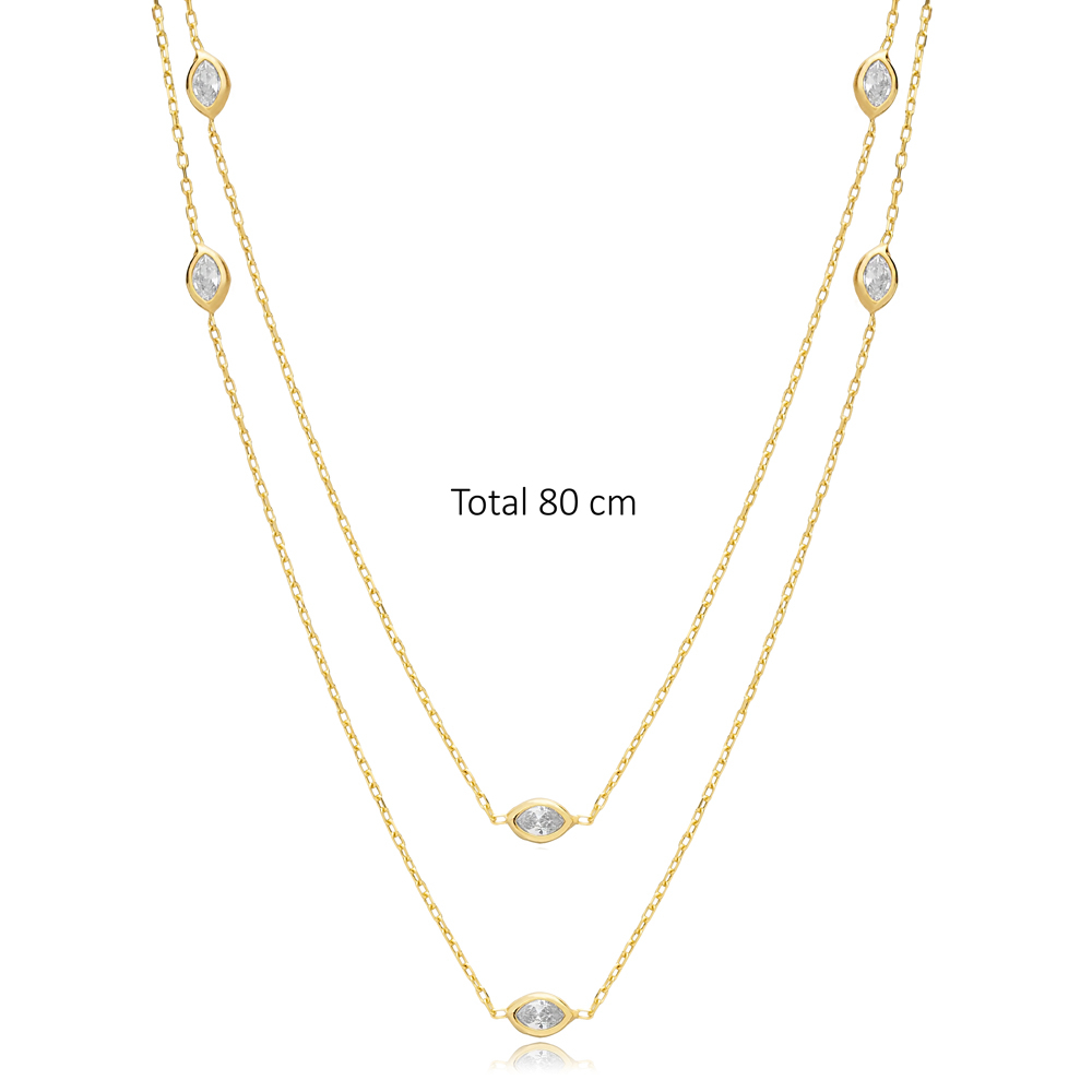 Almond CZ Stone 80 cm Necklace
