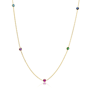 Mix Stone Trendy Long 100 cm Necklace