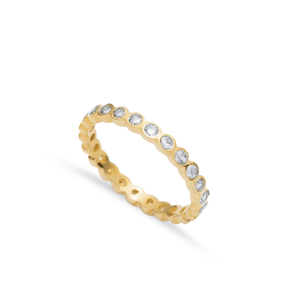 Minimalist Design CZ Stone Silver Band Ring