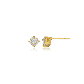 Tiny Design CZ Stone Silver Stud Earrings