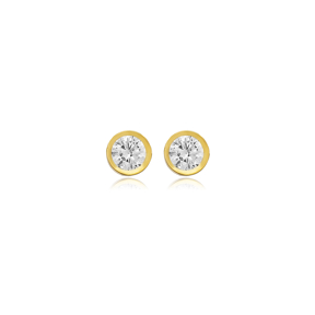 6mm Round CZ 925 Silver Stud Earring