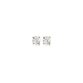 4mm Four Claw Round CZ Stud Earring 925