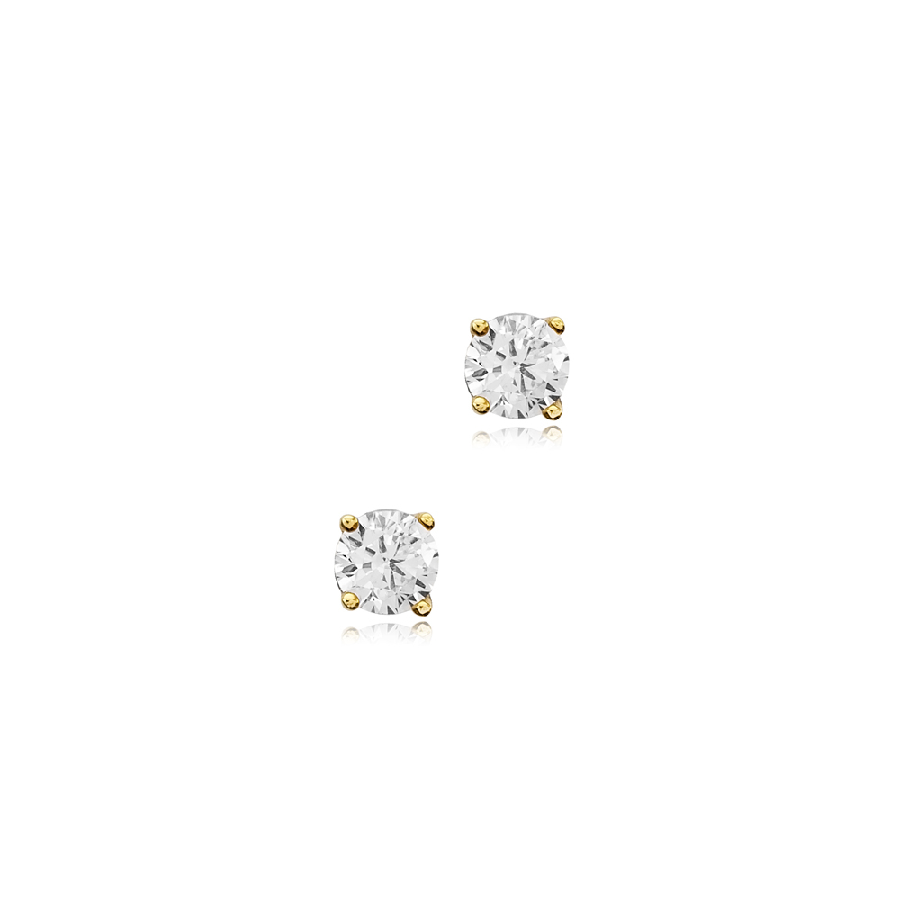 4mm Four Claw Round CZ Stud Earring 925