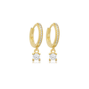 Four Claw Round CZ Dangle Earring Sİlver