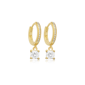 5mm Round CZ Four Claw 925 Dangle Earring