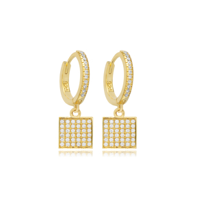 Recktangle CZ Silver Jewelry Dangle Earring