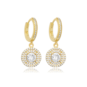 11mm Round CZ Stone 925 Dangle Earring