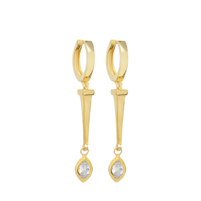 Marquise CZ Long Bar Charm Dangle Earring