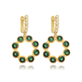 Emerald Hollow Charm CZ Dangle Earring
