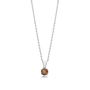 Ø8 mm Round Zultanite Silver Charm Necklace