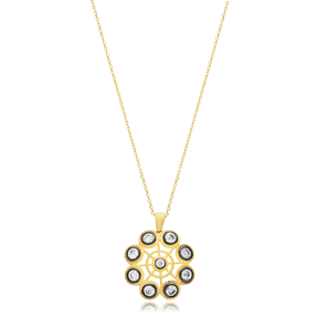 CZ Charm Necklace Black İnk 925 Silver