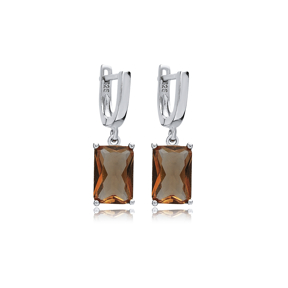 8x12 mm Baguette Zultanite 925 Dangle Earrings