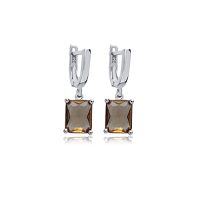 8x10 mm Baguette Zultanite 925 Dangle Earrings