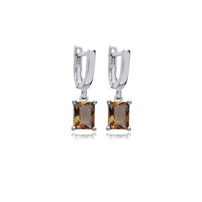 6x8 mm Baguette Zultanite 925 Dangle Earrings