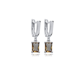 5x7 mm Baguette Zultanite 925 Dangle Earrings