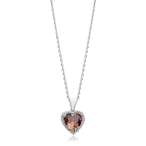 Heart 16x16 mm Zultanite Silver Charm Necklace