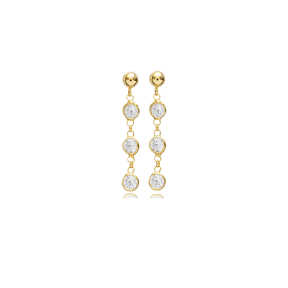 Minimalist CZ Round Design Stud Earrings