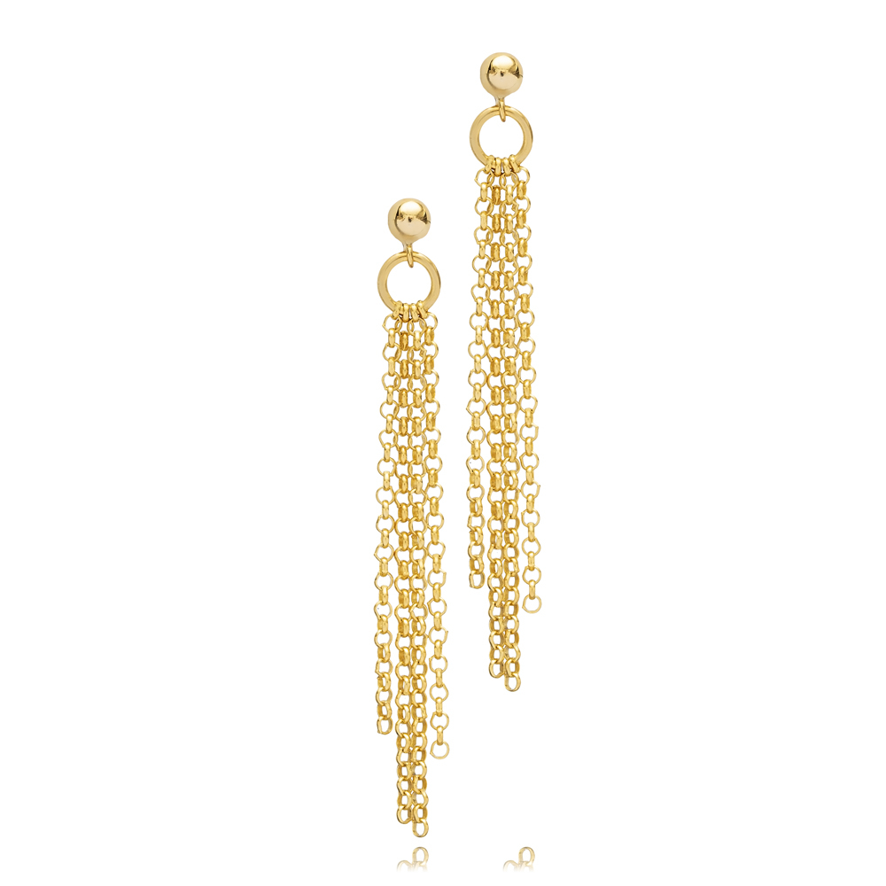 Ball Chain Design Elegant Stud Long Earrings