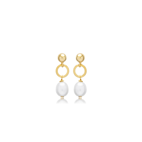 Pearl Ball Design Stud Long Earrings