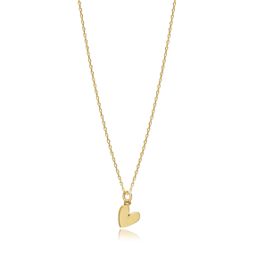 Tiny Heart Design Plain Silver Charm Necklace