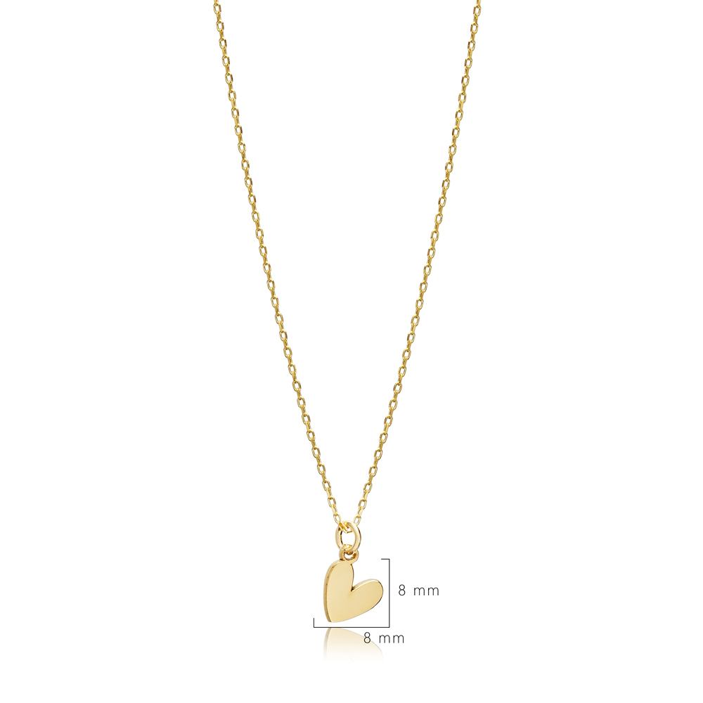 Tiny Heart Design Plain Silver Charm Necklace