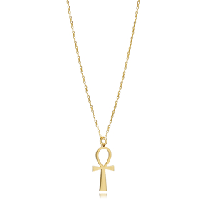 Ankh Design Plain Silver Charm Necklace