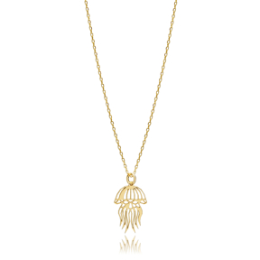 Jellyfish Pendant Plain Silver Charm Necklace