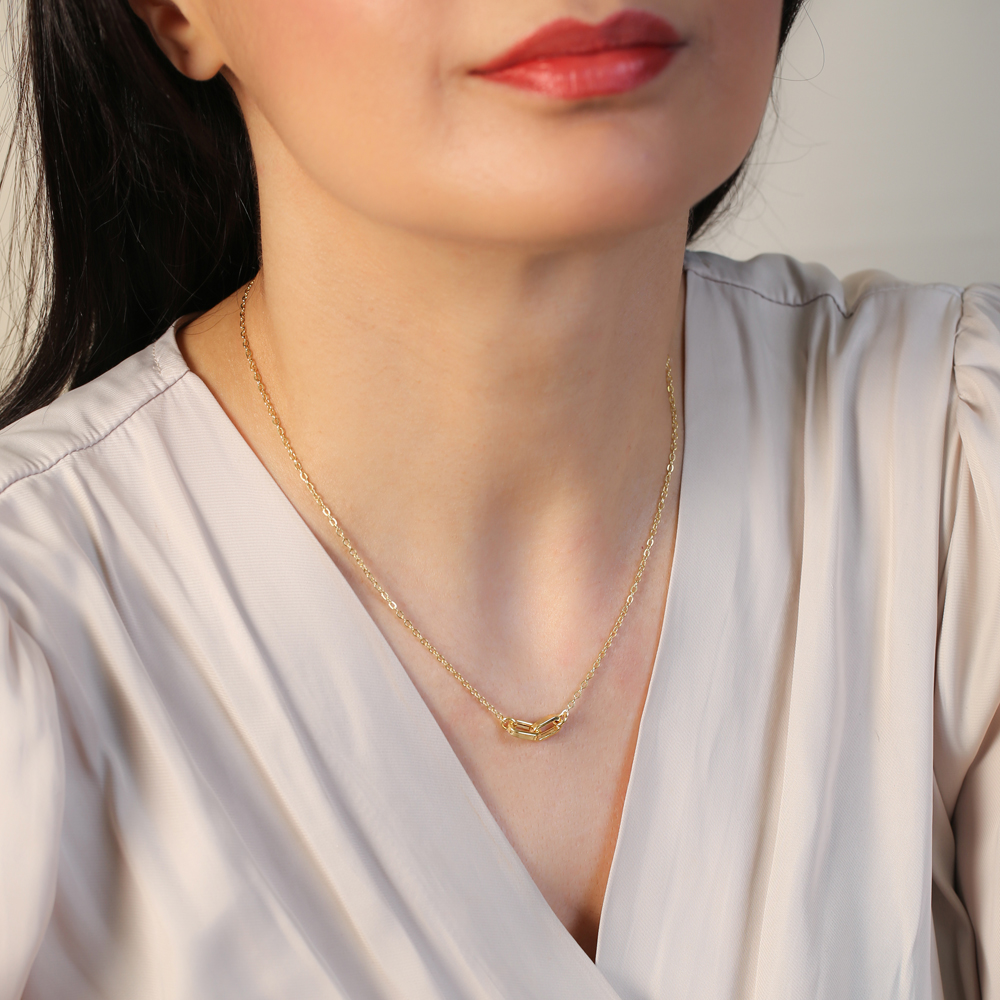 Chain Design Tiny Plain Silver Charm Necklace