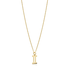Gemini Zodiac Sign Plain Silver Charm Necklace
