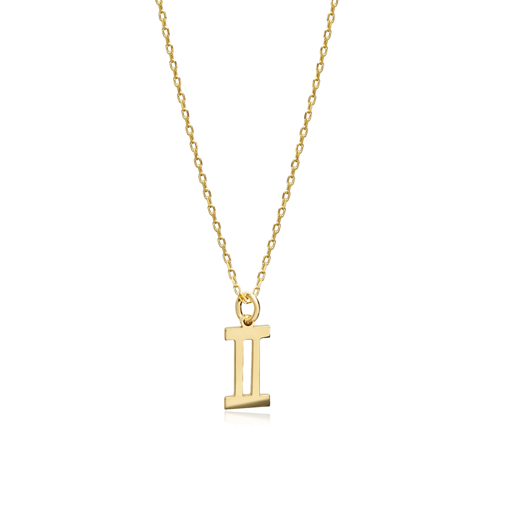 Gemini Zodiac Sign Plain Silver Charm Necklace