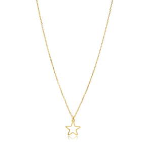 Simple Star Pendant Plain Silver Charm Necklace