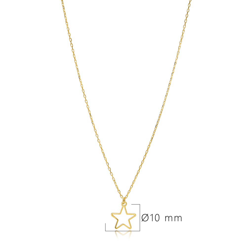 Simple Star Pendant Plain Silver Charm Necklace