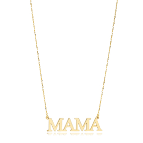 Mama Word Plain Pendant Silver Charm Necklace
