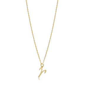 Aries Zodiac Sign Plain Silver Charm Necklace