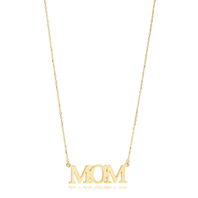 Mom Pendant Plain Silver Charm Necklace